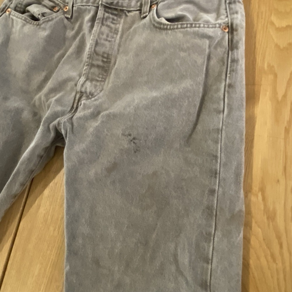 Levi 501 Original Fit Gray Wash Men's 32 Straight Leg Denim Button Fly Distress* - Picture 15 of 16